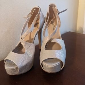 Y2k Iridescent platform pumps